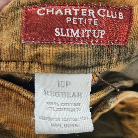 Upcycled Bleached Acid Wash Brown Corduroy Pants Size 10P - Picture 2 of 6